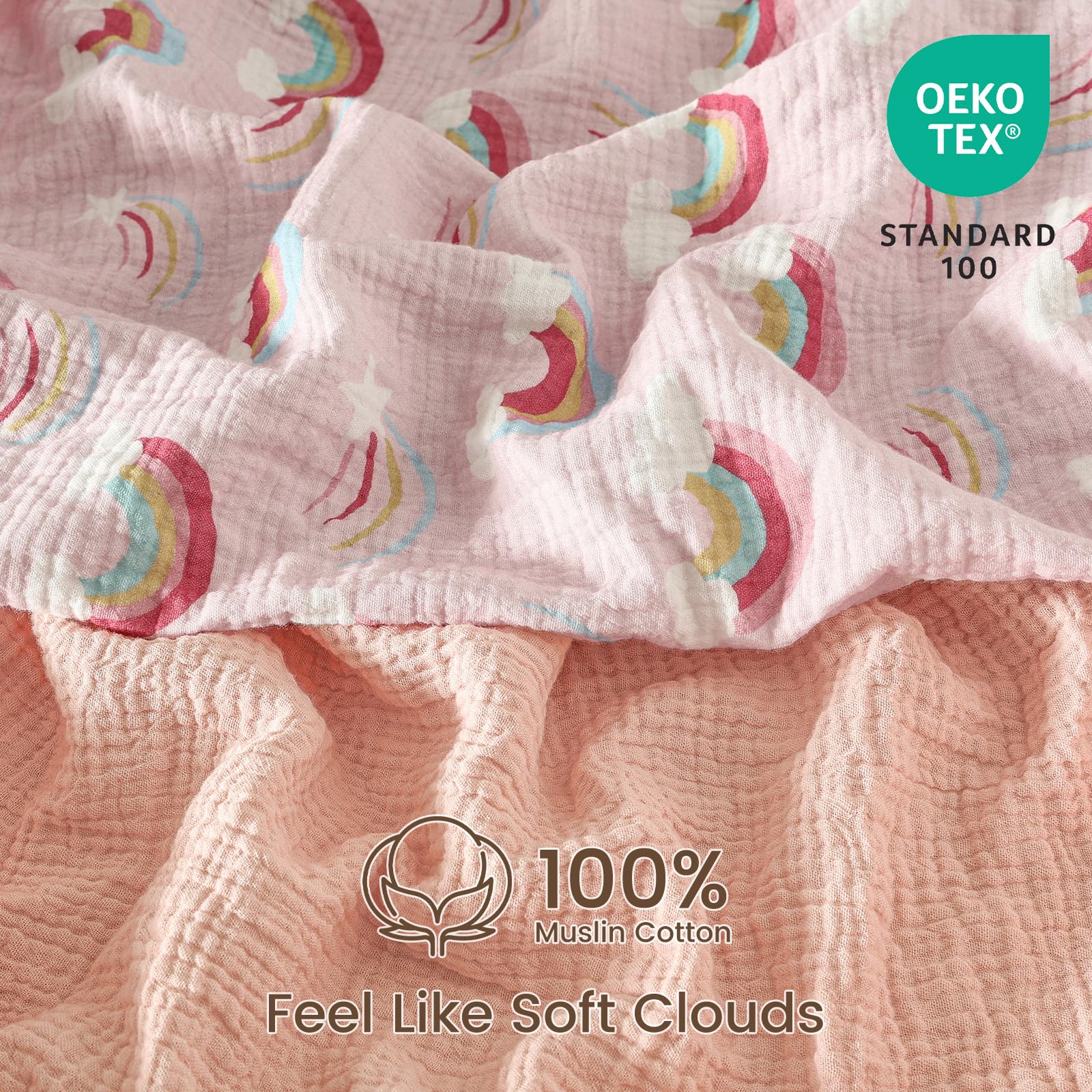 David's Kids muslin mini crib sheets close-up weave, breathable comfort for baby sleep.