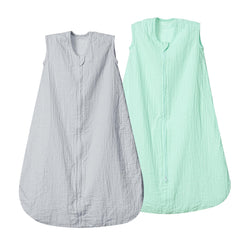 David's Kids gray muslin sleep sack offers breathable comfort for toddlers.