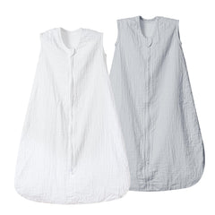 David's Kids muslin sleep sack 18-24m in white and grey for breathable comfort