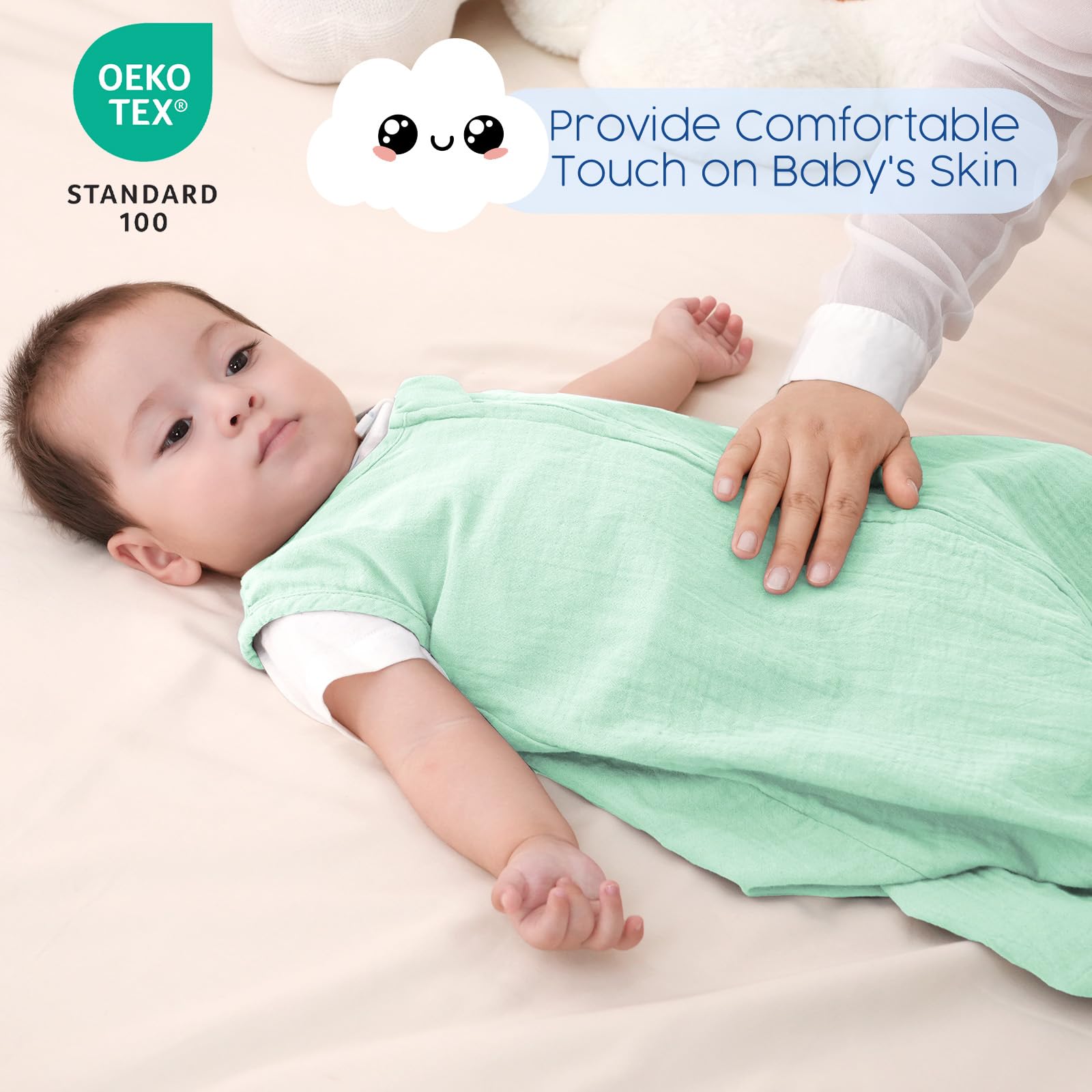 David's Kids sleep sack with 2-way zip eases diaper changes.