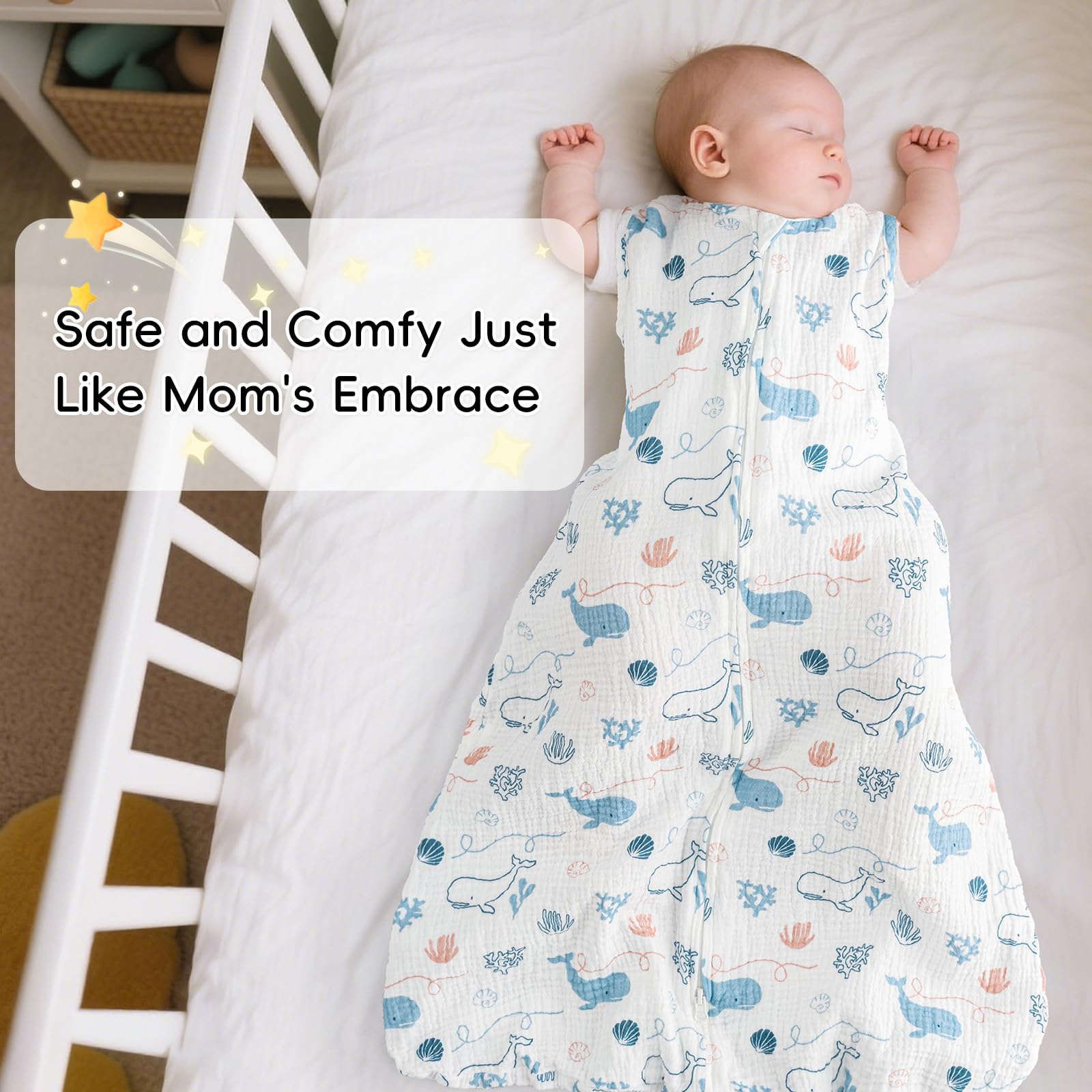 David's Kids sleep sack roomy bottom supports comfortable leg movement.