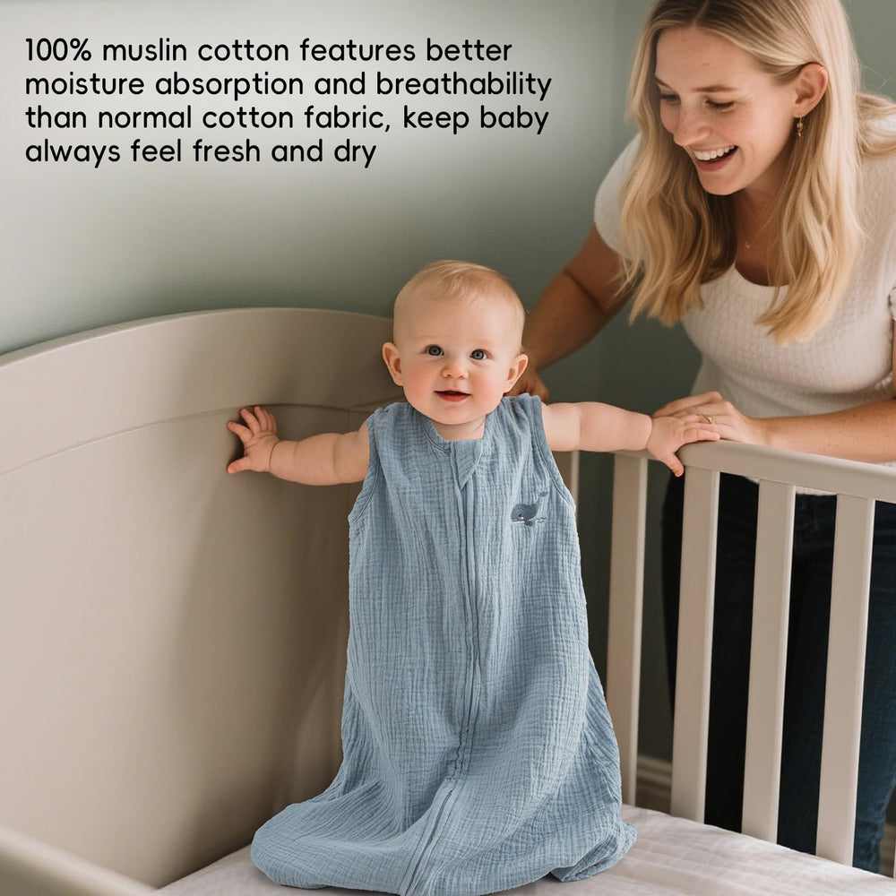 David's Kids sleep sack size chart image with labeled fit guidance for newborn to toddler.
