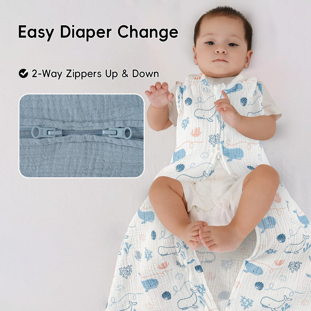 David's Kids sleep sack sleeveless design allows arm freedom.