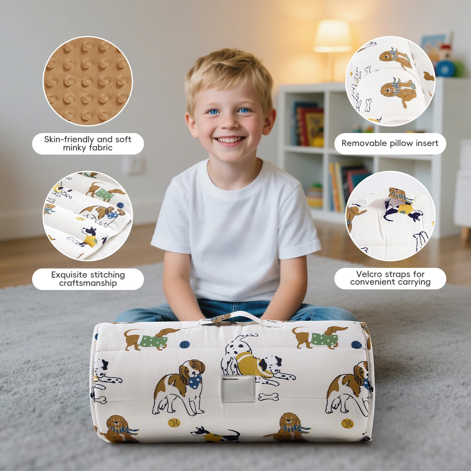 David's Kids nap mat carrying handle simplifies transport to daycare and preschool.