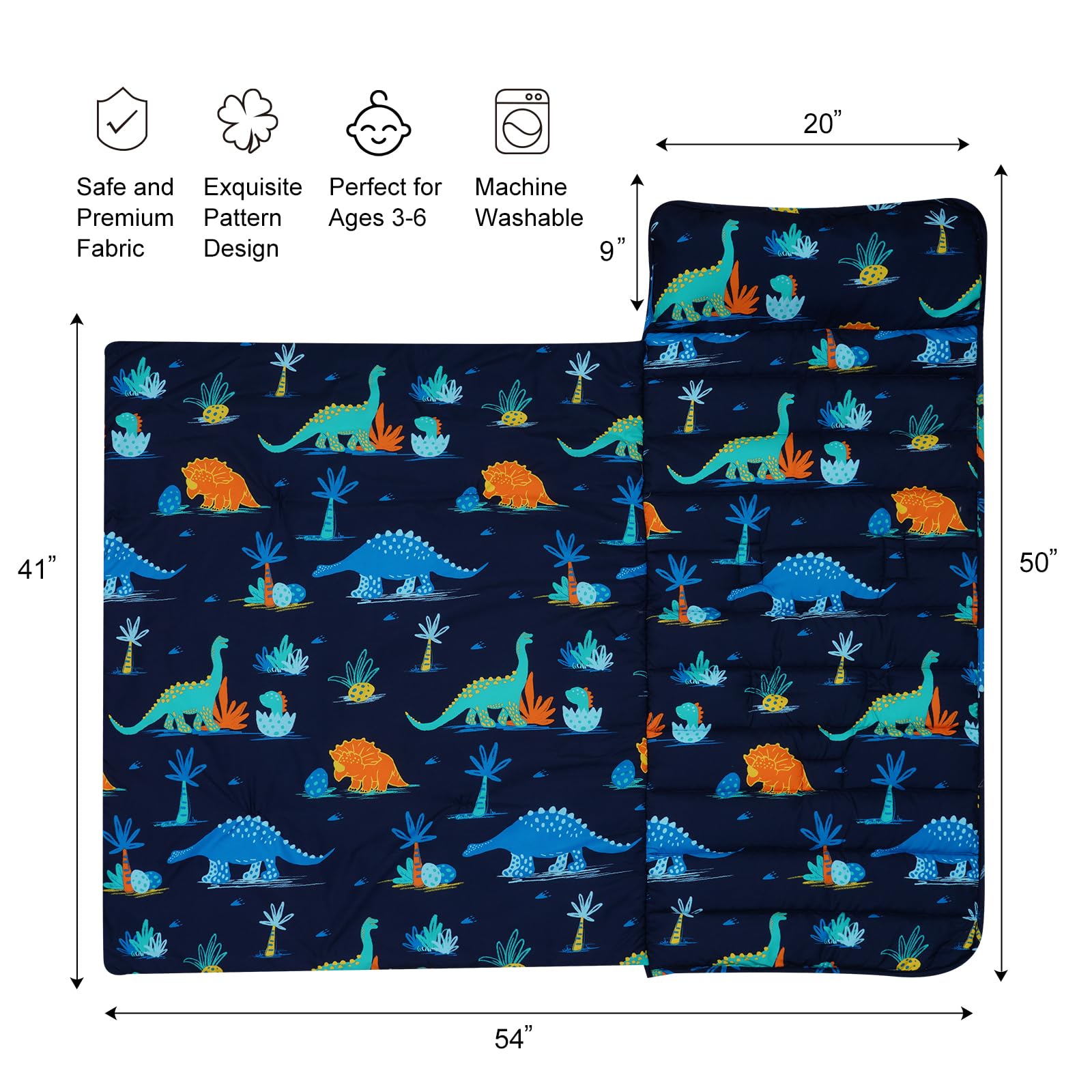 David's Kids dinosaur pattern nap mat adds fun visuals for kids' rest time.