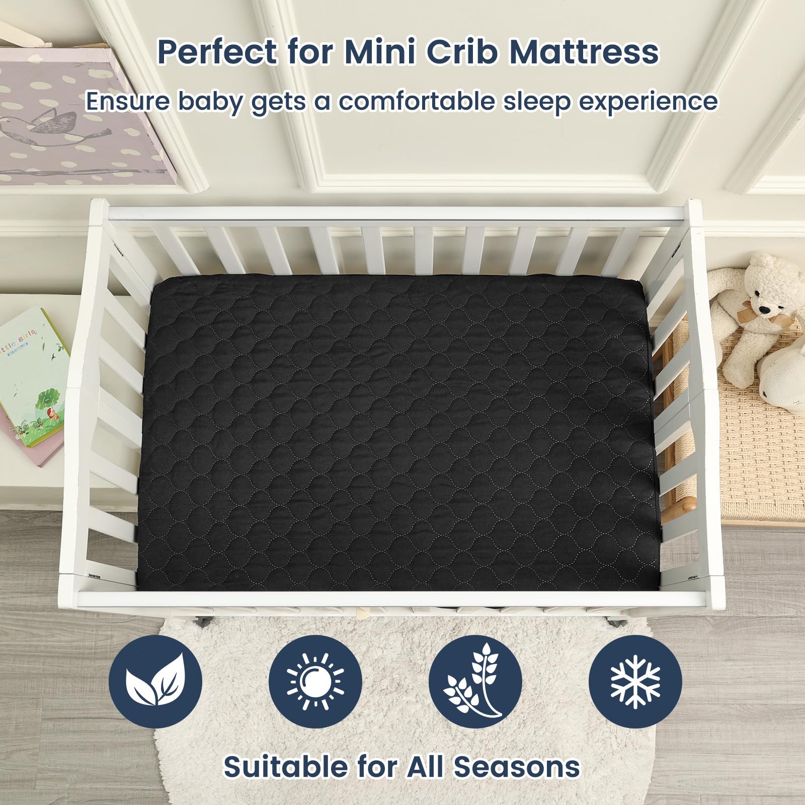 David's Kids neutral black two-pack fits boys and girls with versatile nursery decor.