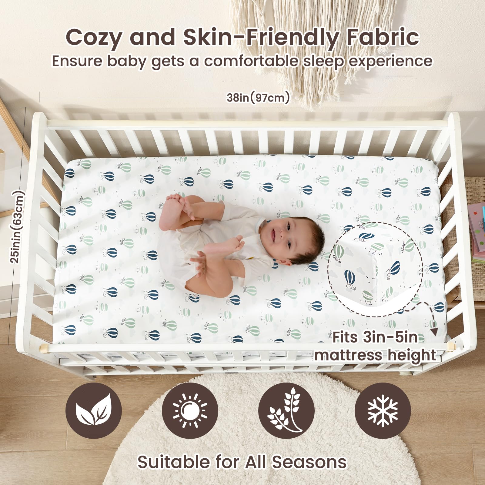 David's Kids playard-fit mini-crib-sheets stay secure on most 1 to 5 inch mattresses.