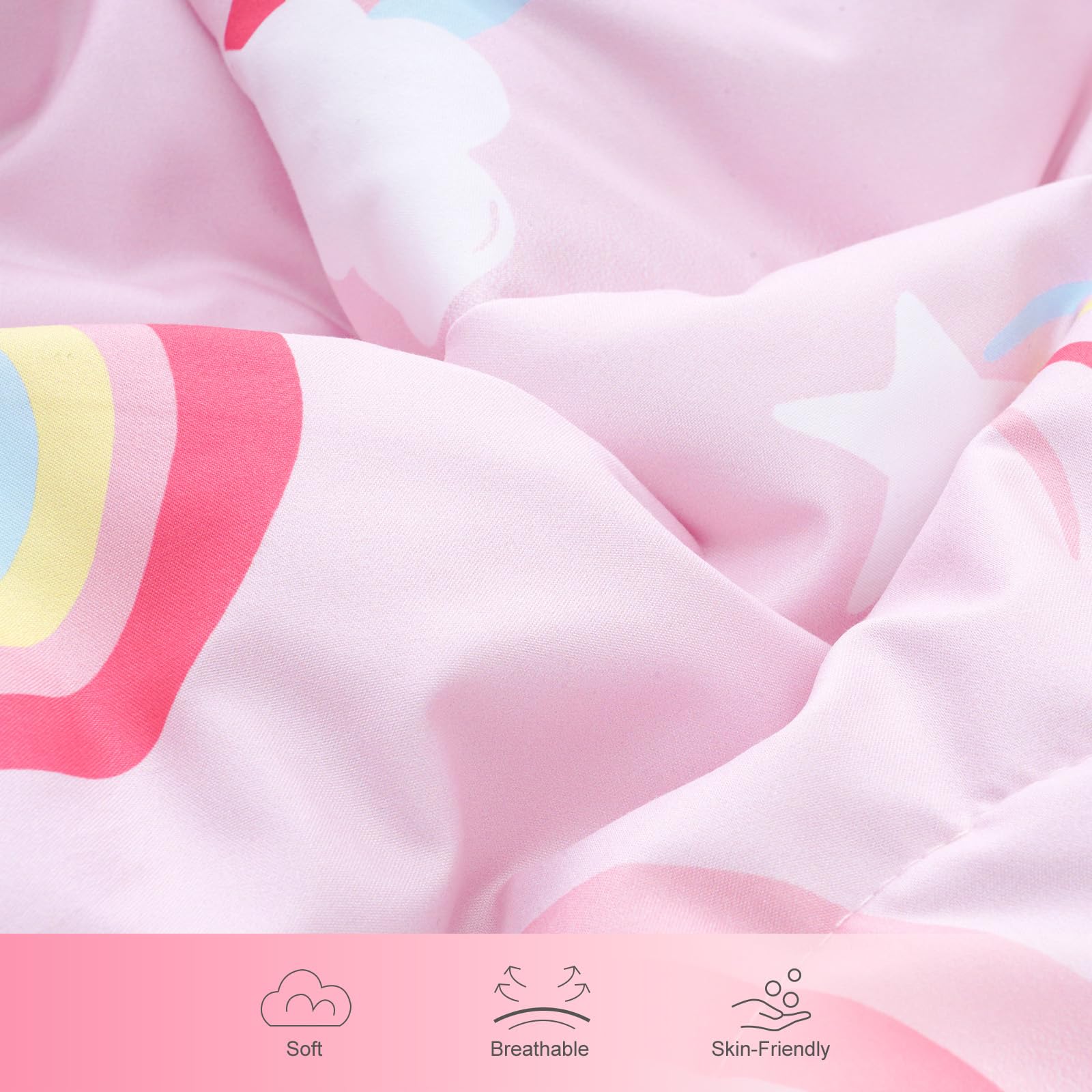 david's kids rainbow bedding layout shows complete four-piece set ready to assemble.