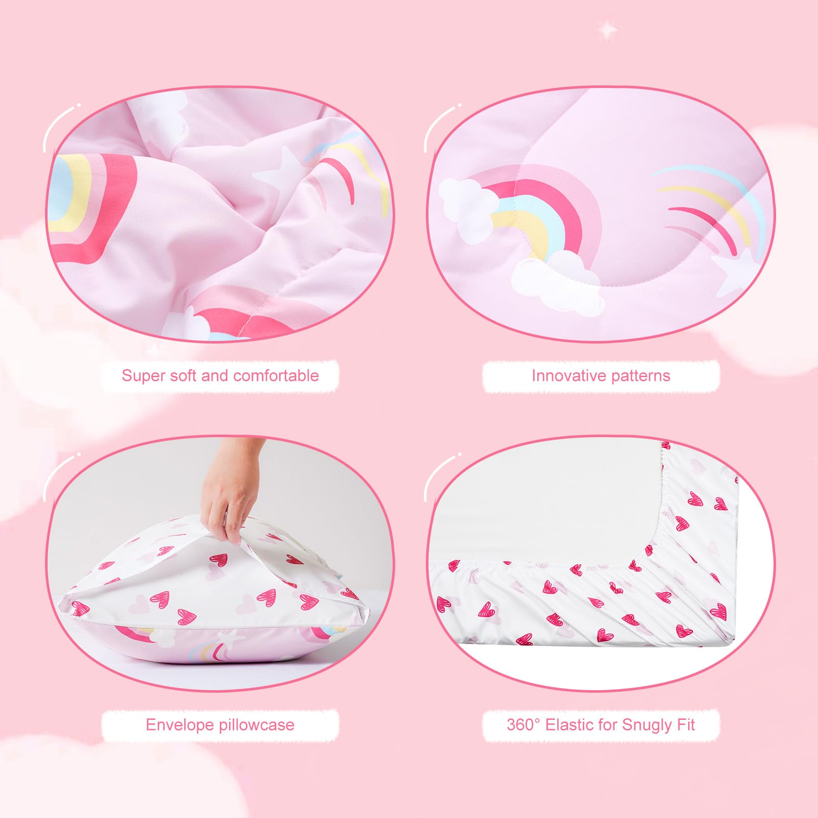 david's kids rainbow flat sheet hero highlights a smooth surface and full-coverage fit.
