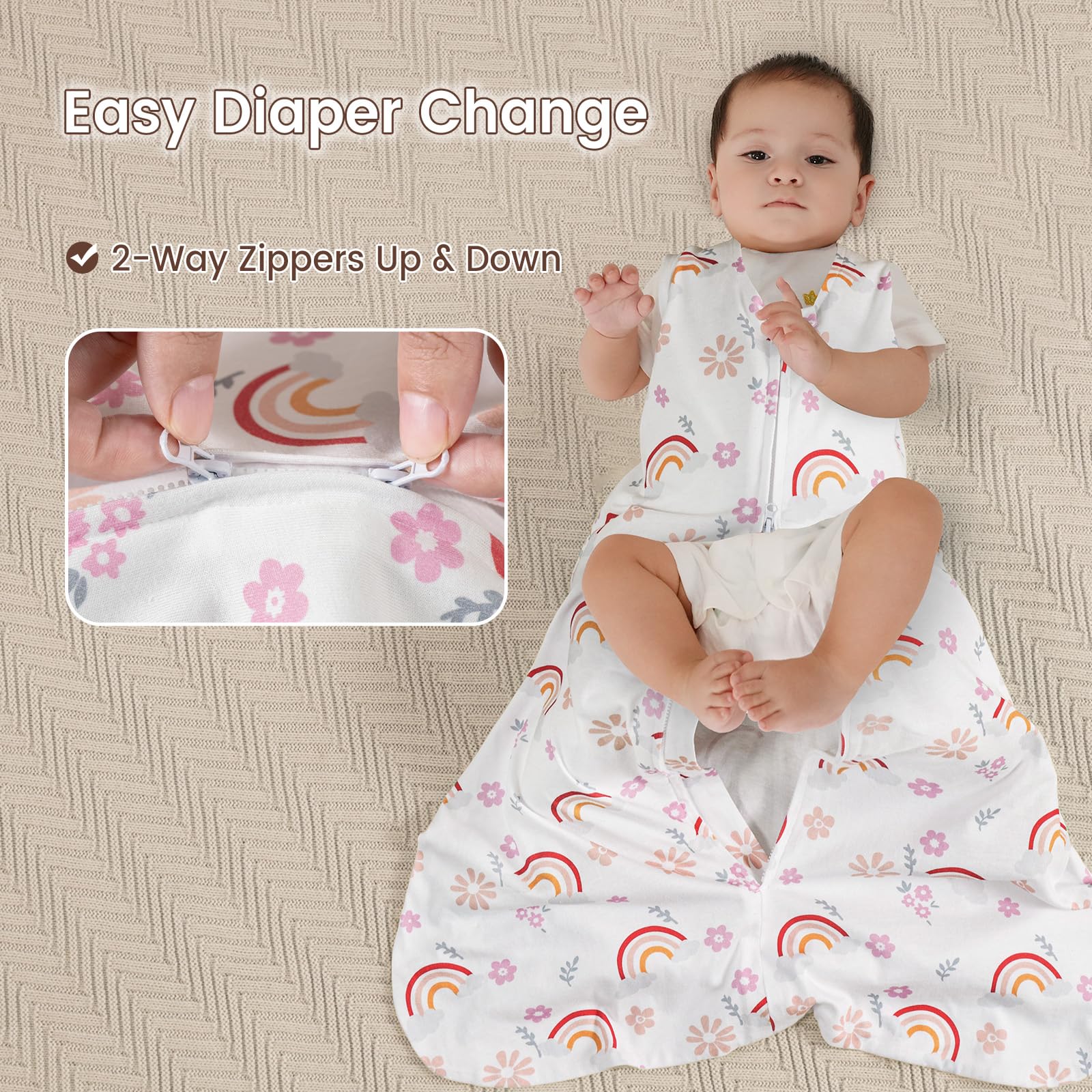 David's Kids sleep sack features a durable 2-way zipper for easy diaper changes