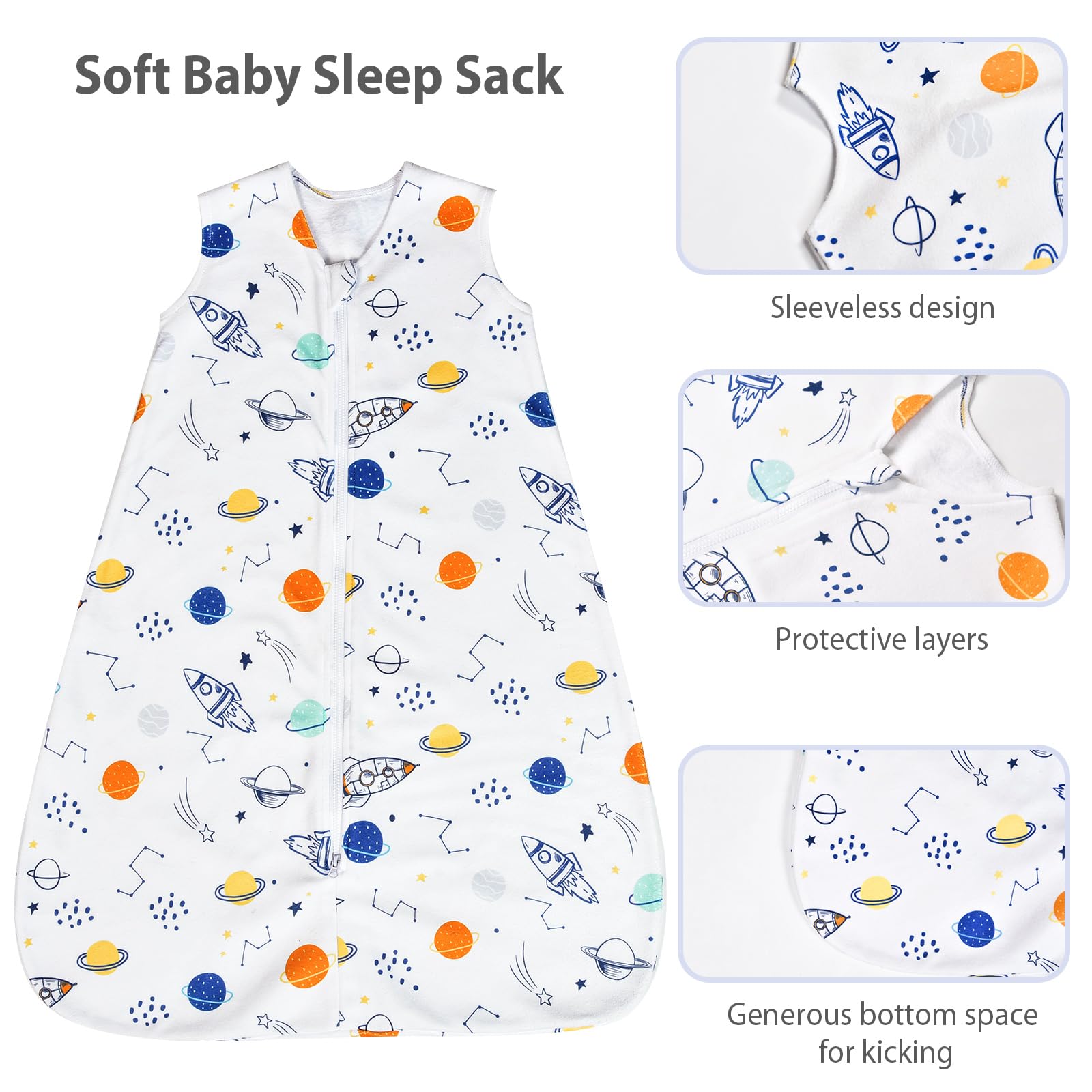 David's Kids sleep sack bottom space lets little one kick and move freely.