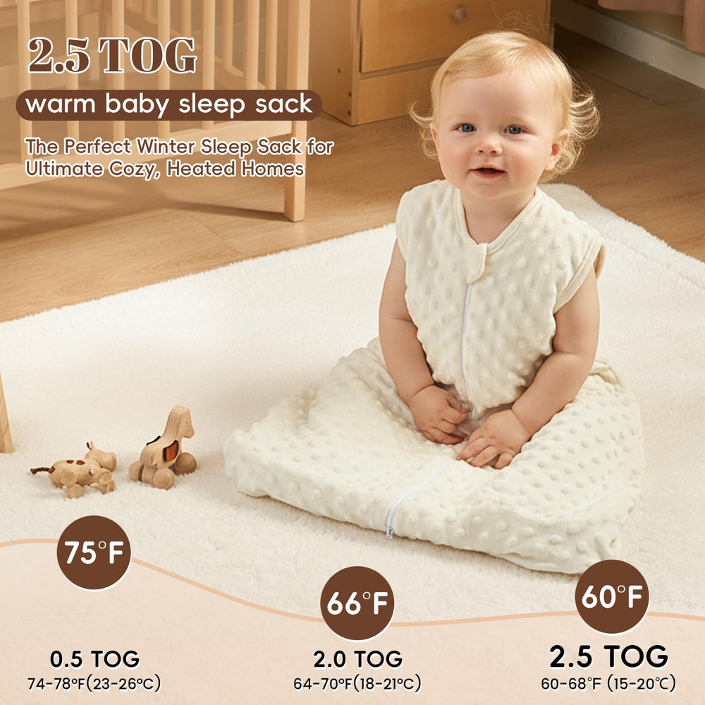 David's Kids sleep sack worn in a baby bed emphasizes cozy comfort.
