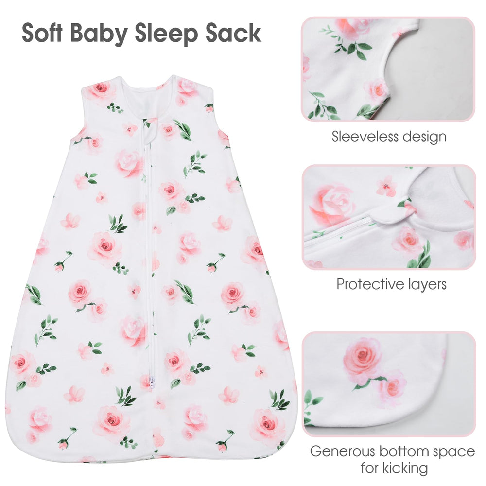 David's Kids floral pattern sleep sack adds a cute, breathable layer for nap-ready warmth.