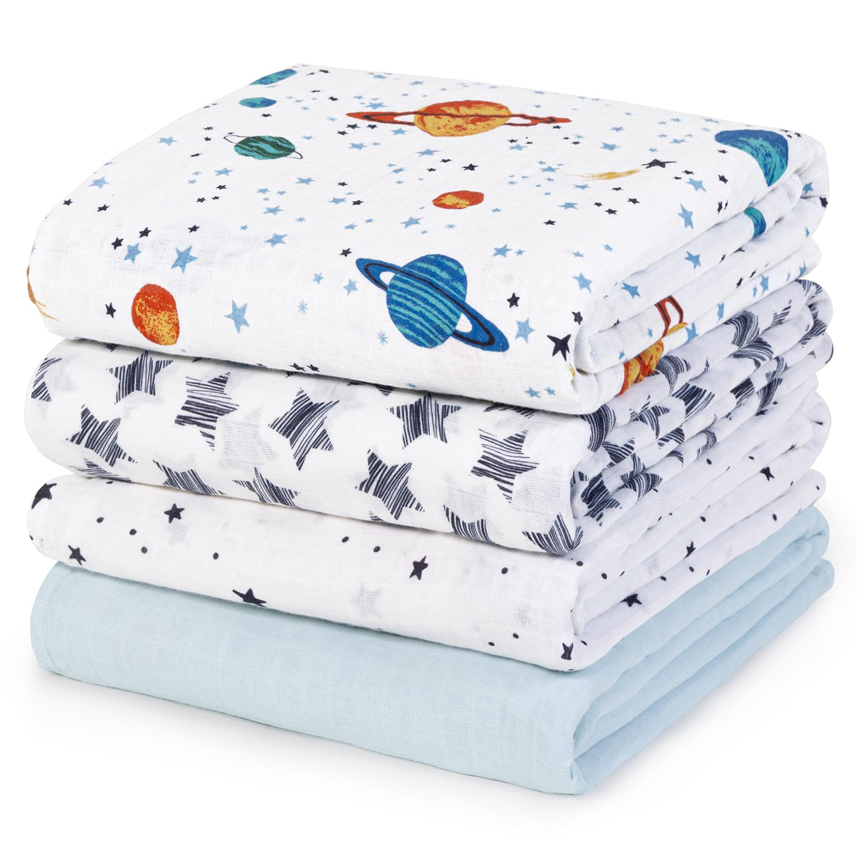 David's Kids Space Stars swaddle blanket front view for newborn comfort