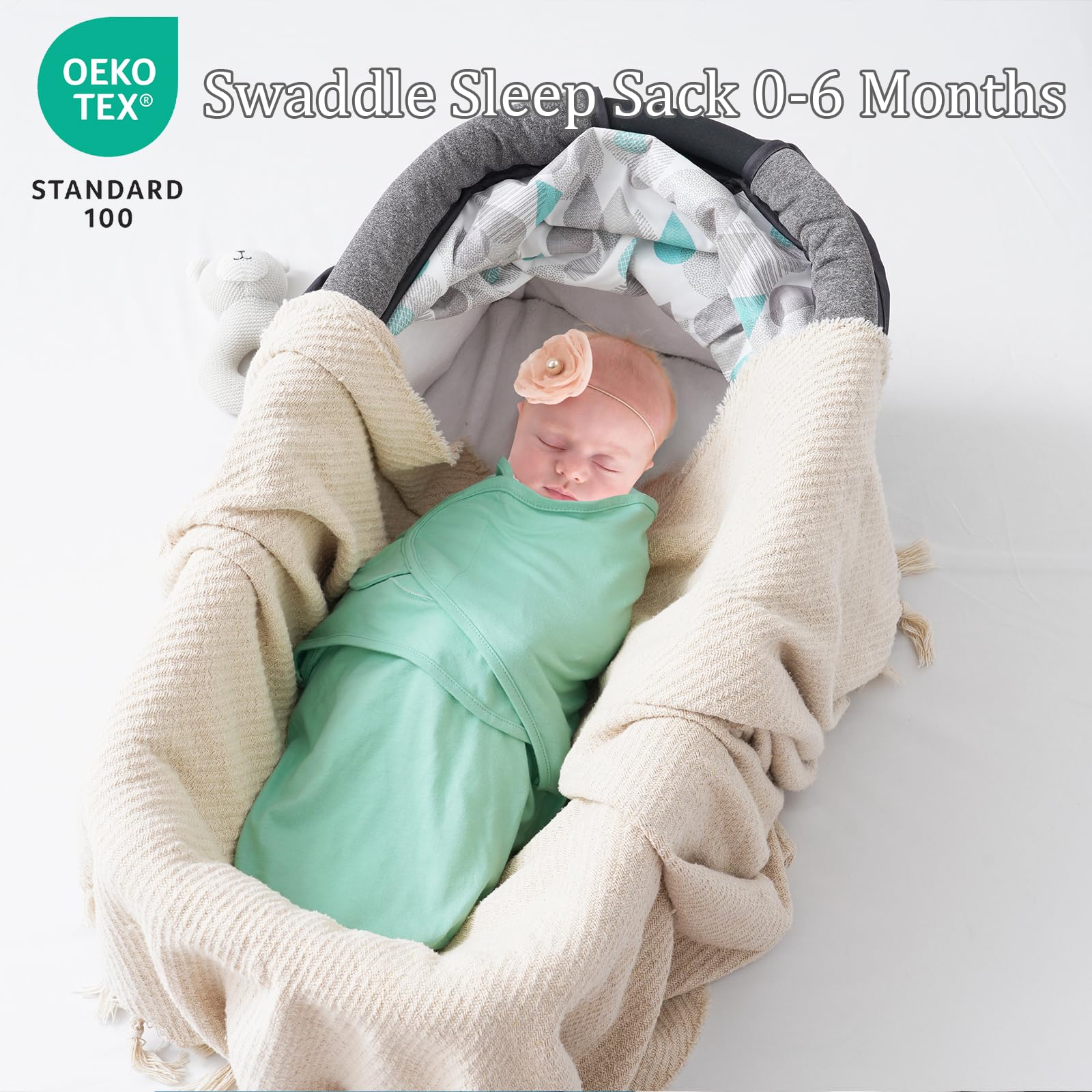 David's Kids swaddle wrap velcro wings, adjustable snugness for secure swaddling.