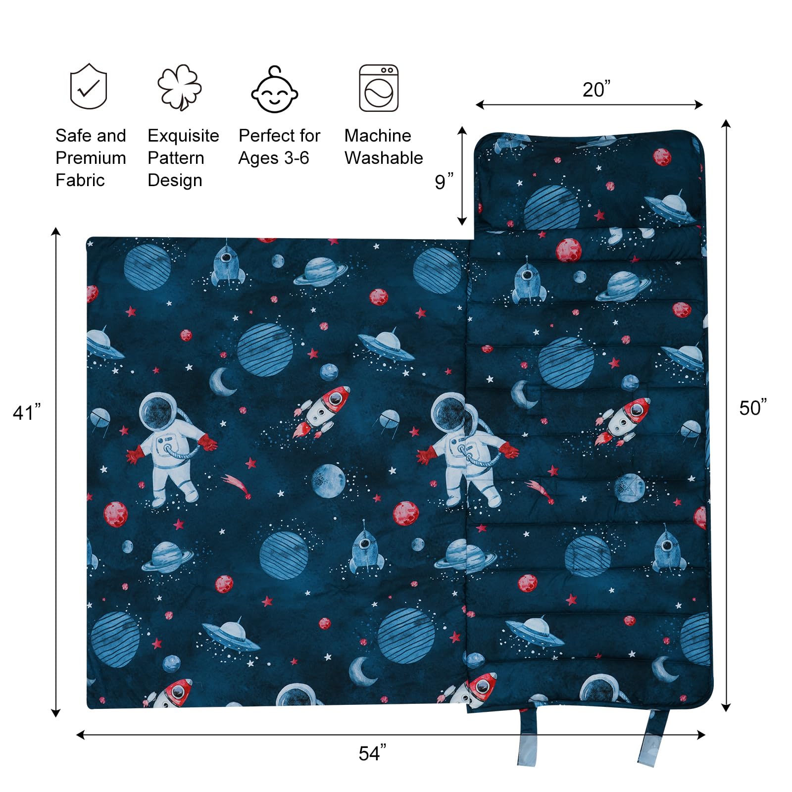 David's Kids mermaids pattern nap mat makes cozy travel naps during trips