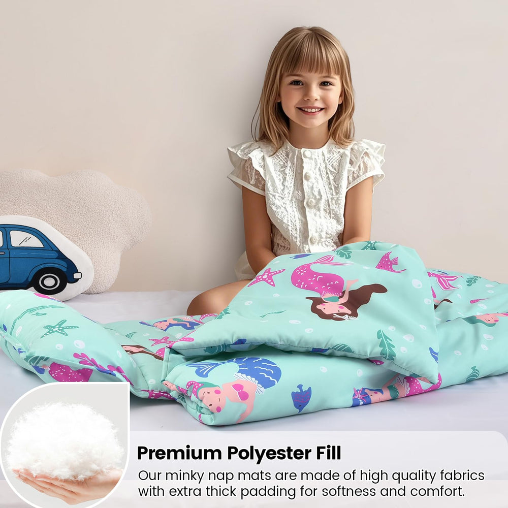 David's Kids nap mat with removable pillow simplifies washing and care
