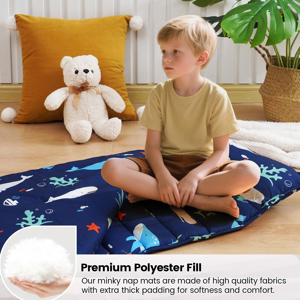 David's Kids Toddler Nap Mat removable pillow highlights customizable support during rest