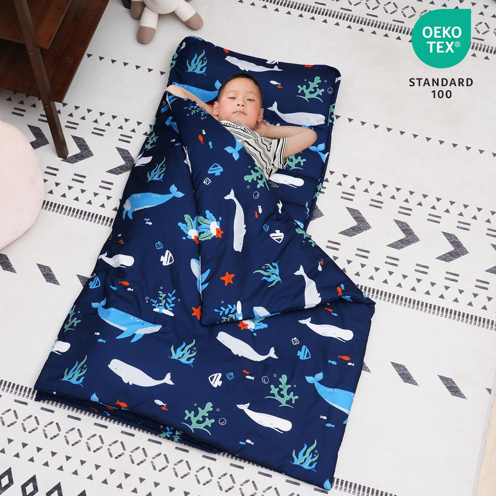 David's Kids Toddler Nap Mat rollup open shows ready-to-use comfort for preschool naps