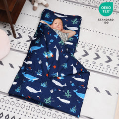 David's Kids Toddler Nap Mat rollup open shows ready-to-use comfort for preschool naps