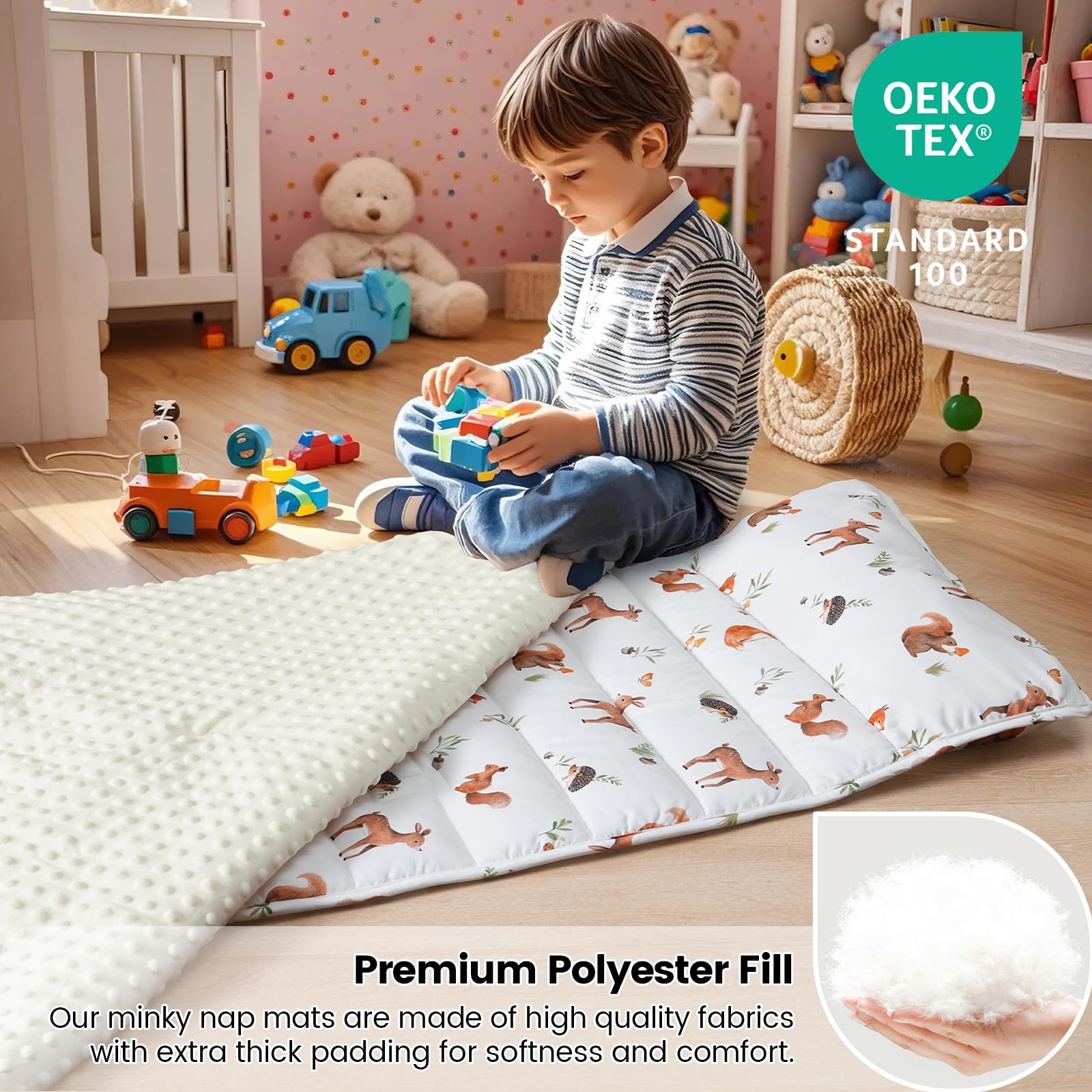 David's Kids nap mat size 50x20 inch providing roomy coverage for kids