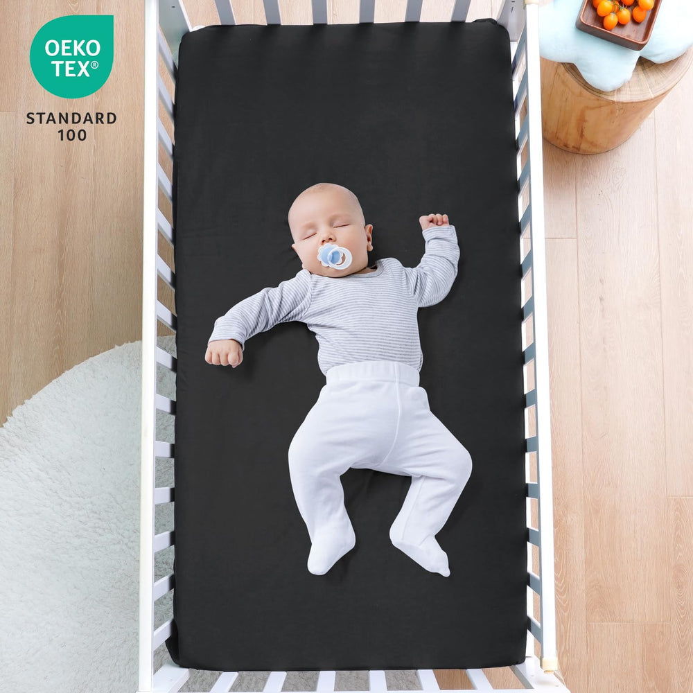 David's Kids waterproof crib sheets back view shows waterproof backing for leak protection