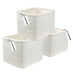 DAVIHOMI 3Pack rope basket aerial view showing sturdy cotton rope construction