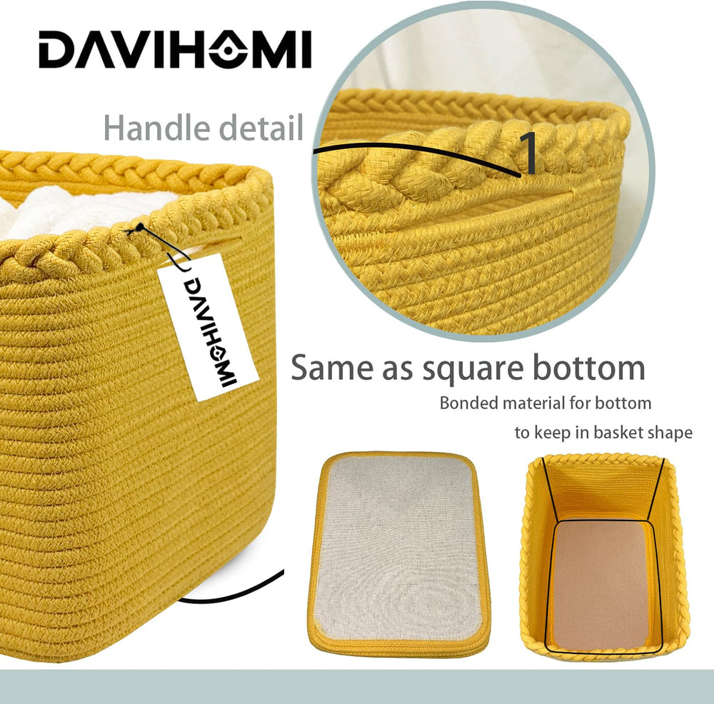 DAVIHOMI 3Pack rectangle basket with composite bottom prevents sagging.