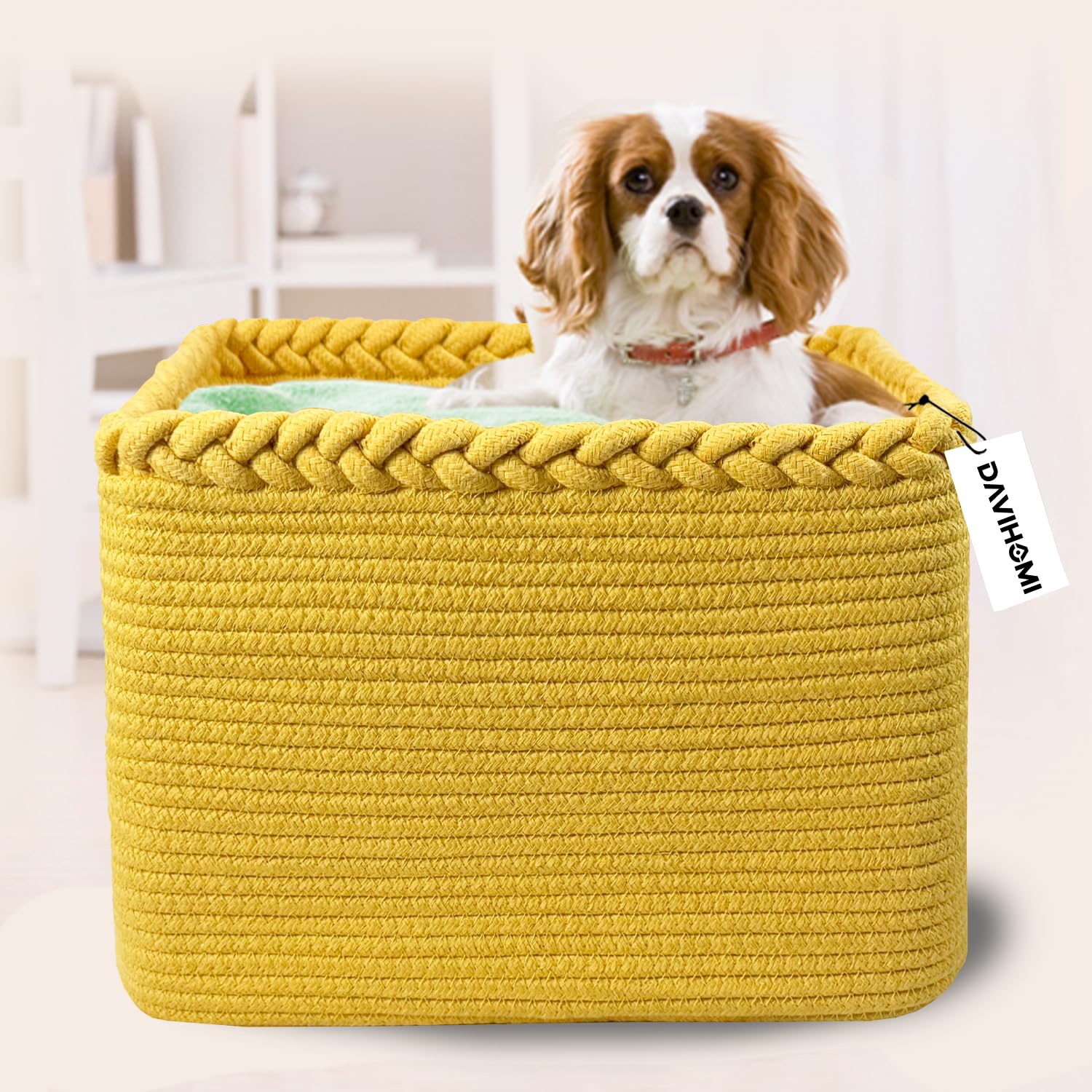 DAVIHOMI 3Pack yellow basket with handles ideal for gifting and easy transport.
