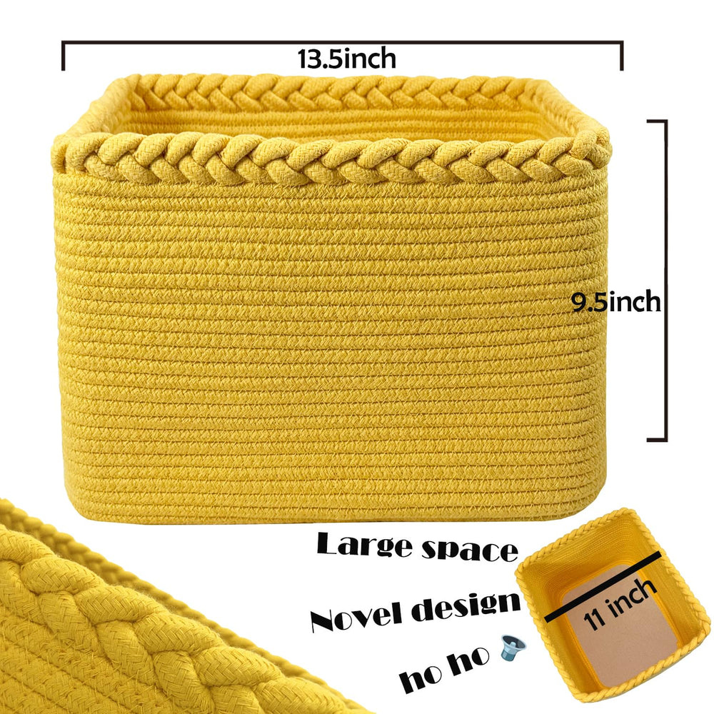 DAVIHOMI 3Pack storage basket yellow ideal for dog toys books and clothes.