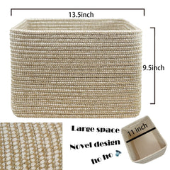 DAVIHOMI square woven cotton rope basket used for toy storage and playtime tidy