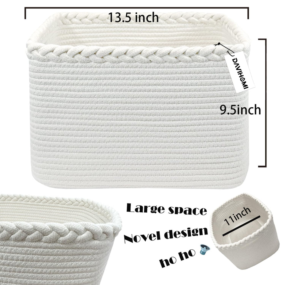 DAVIHOMI toy-storage basket closeup shows durable seams and reinforced handles