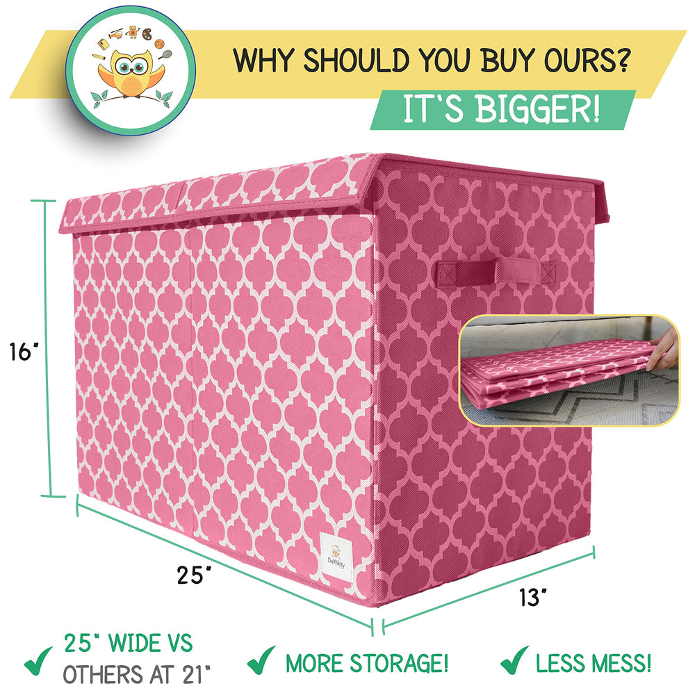 DaWikity Kids collapsible bin folded flat for compact under-bed storage.