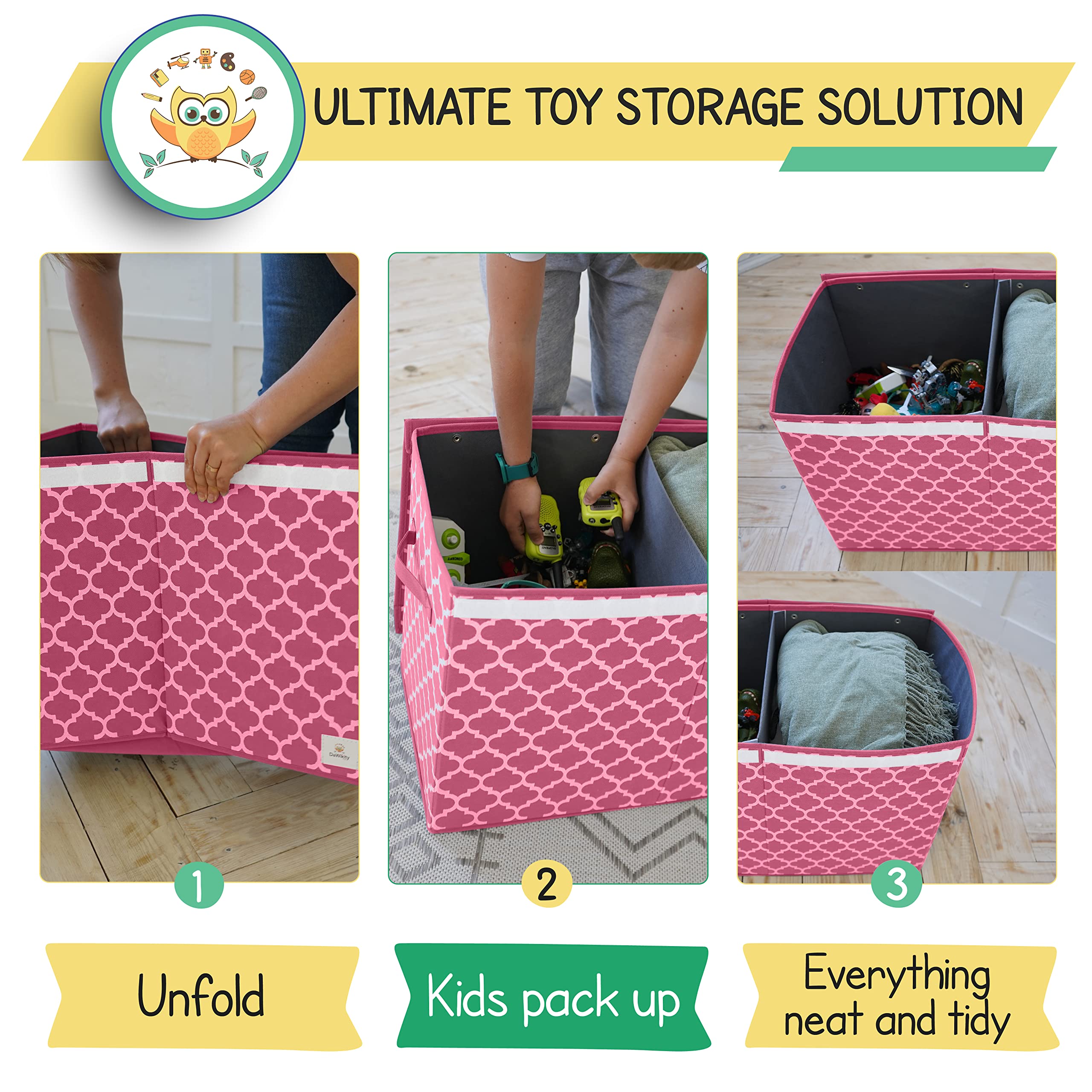 DaWikity Kids toy chest with durable construction for busy playtime.