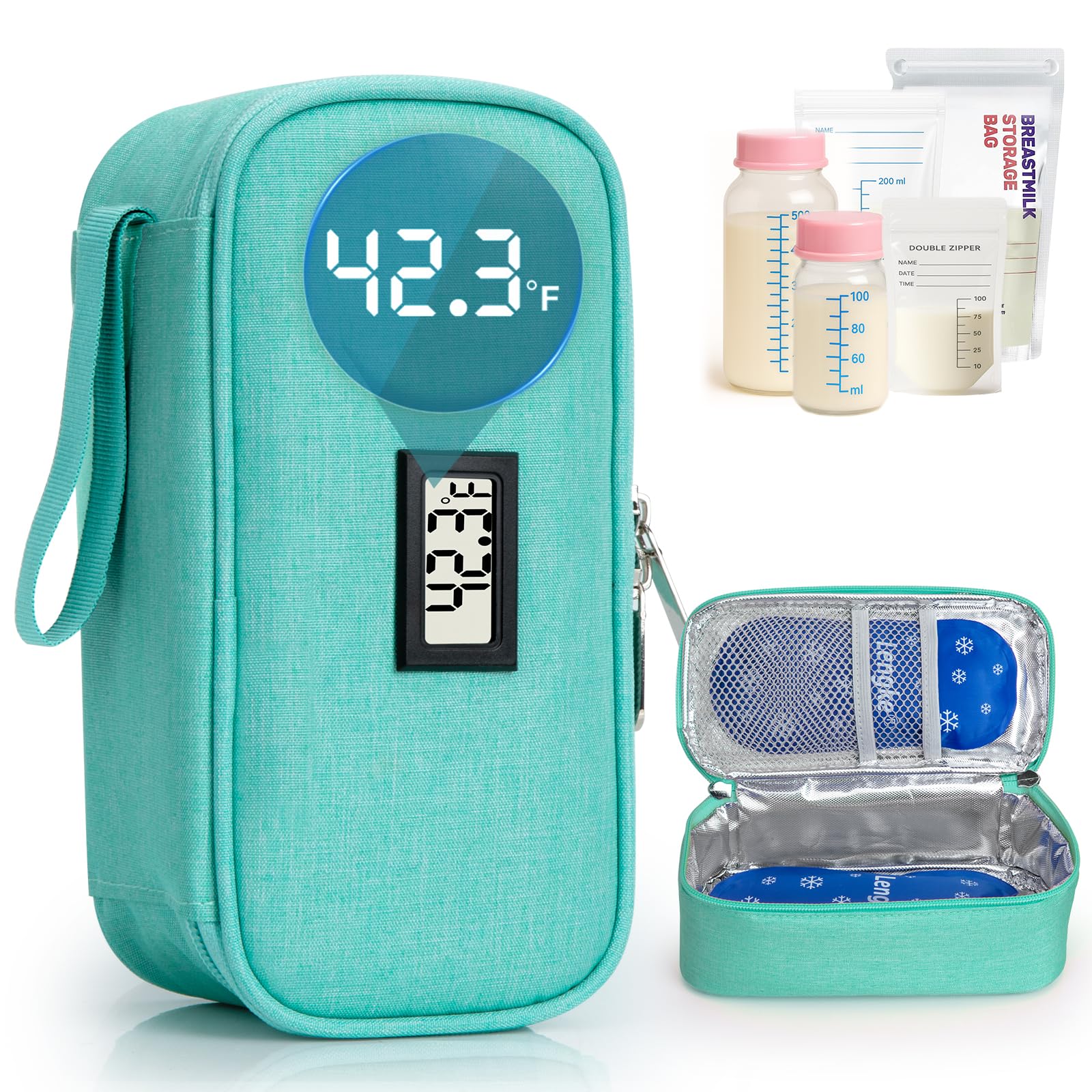 DAWNBOX breast milk cooler open view, compact travel-ready design