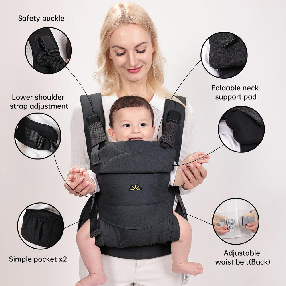 Dawnbud infant-facing-in view strengthens parent-baby closeness.