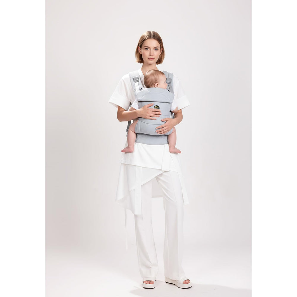 Dawnbud weightless baby carrier blue adjustable-buckles shows easy fit.