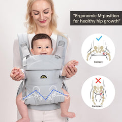 Dawnbud weightless baby carrier blue side-carry demonstrates versatile wearing options.