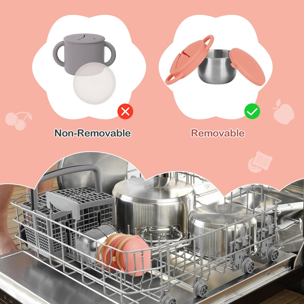 Daximo snack cups dishwasher-safe labeling for quick cleanup.
