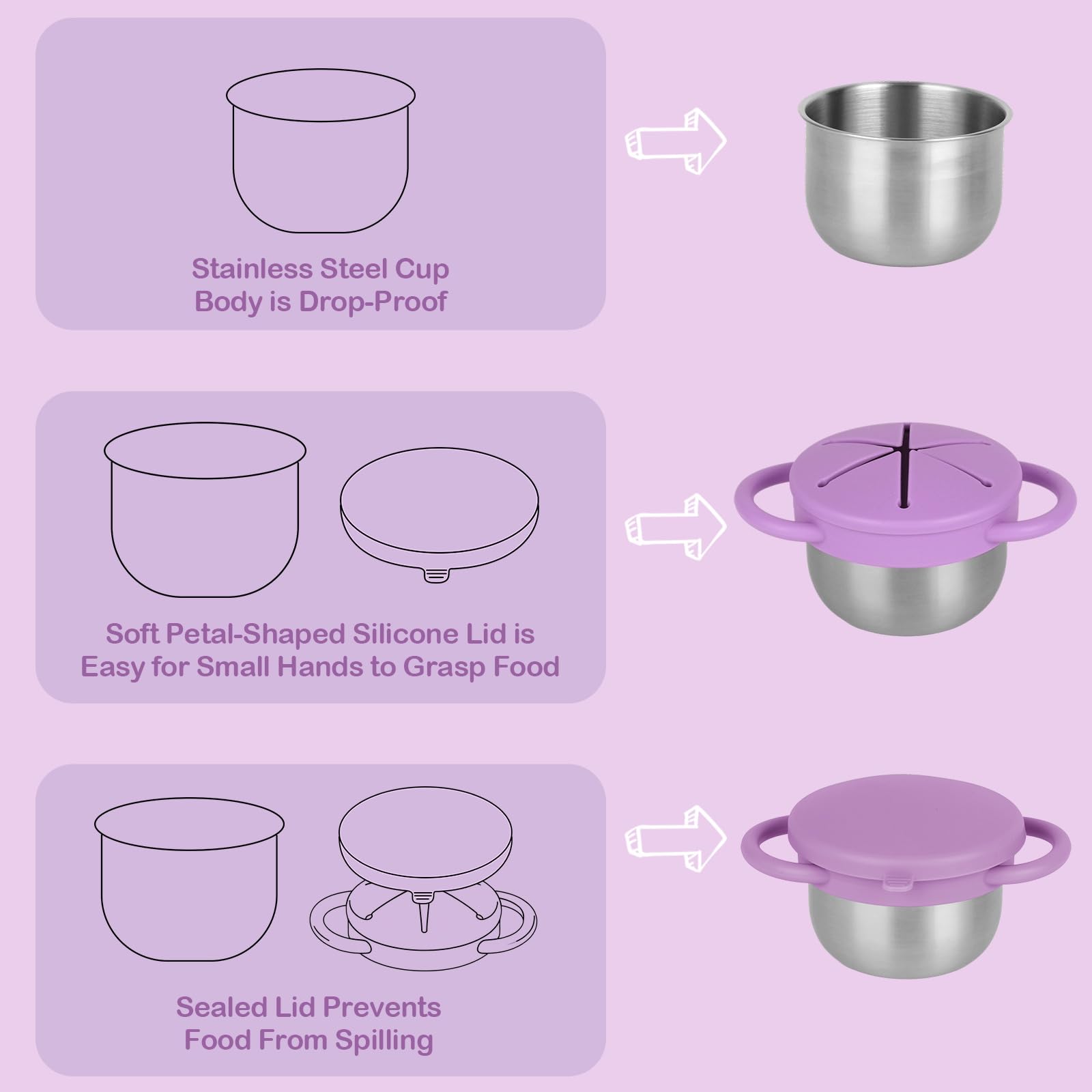 Daximo snack cups dual handles for secure toddler grip