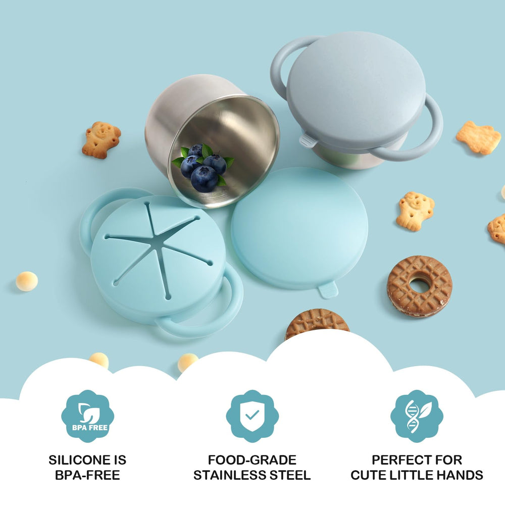 Daximo snack cups dual-handles provide easy grip for little hands.