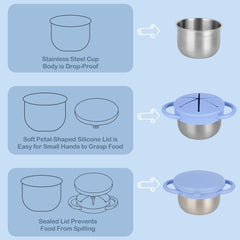 Daximo petal silicone lid provides a soft grip and seal for snacks.