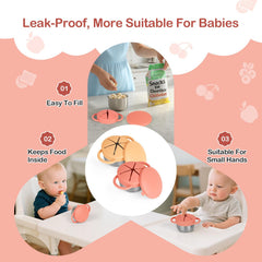 Daximo snack cups silicone petal lids offering spill-proof access.