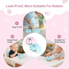 Daximo snack cups silicone lid keeps snacks fresh and prevents spills during playtime.