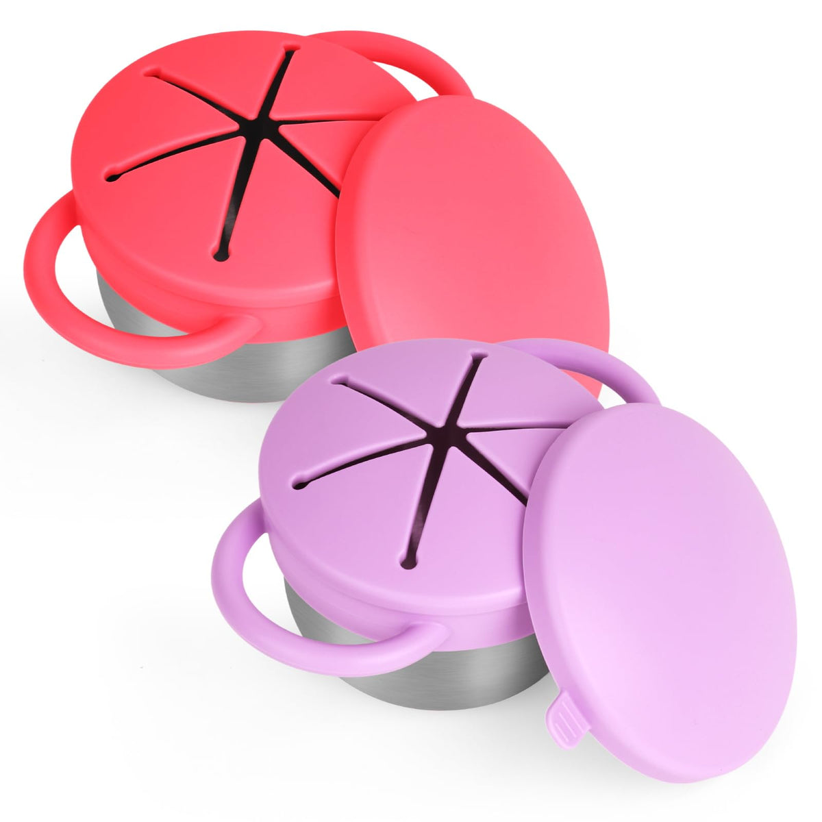 Daximo snack cups stainless base shown for durable toddler snacks
