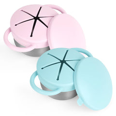 Daximo snack cups stainless base provide durable, mess-minimizing snacking on the go.