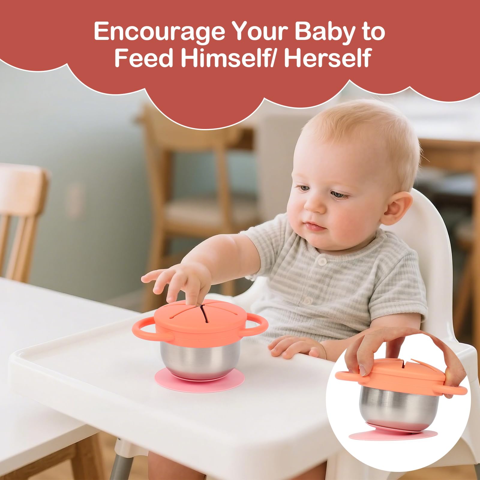 Daximo dishwasher-safe design eases cleanup after busy toddler meals.