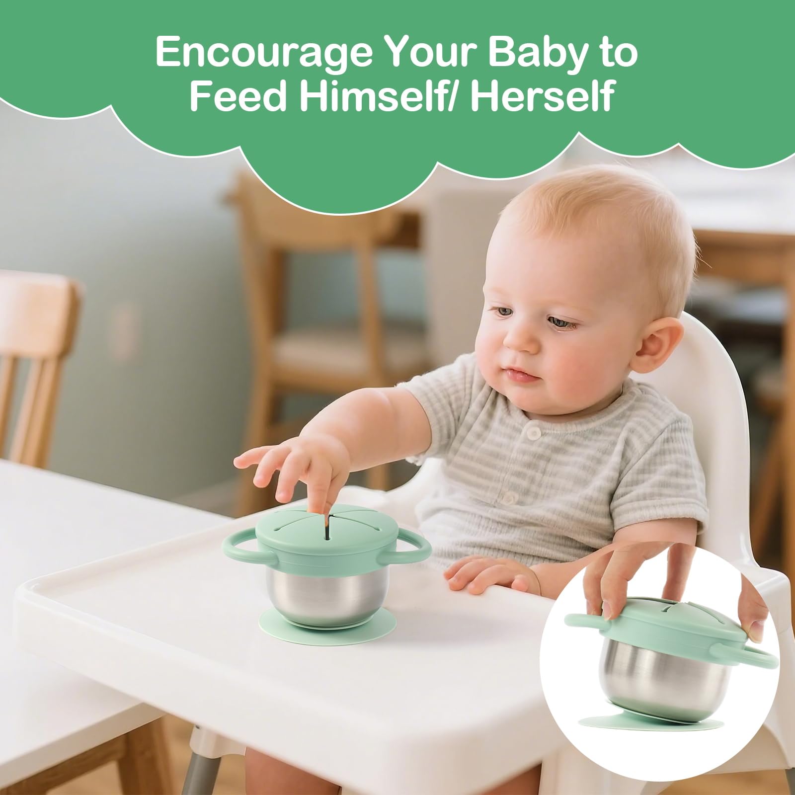 Daximo travel lid on-the-go portability and leak protection for diaper bag snacks.