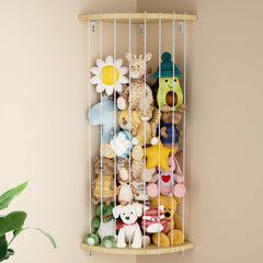 Dayacoco stuffed animal storage corner shelf wood with plush display and accessibility.