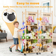 Dayacoco elastic-band net system keeps plush toys neatly stored and accessible